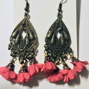 Elegant Pink Tassel Earrings